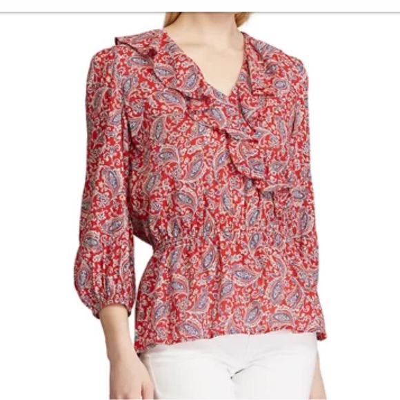 Chaps | Tops | Chaps Paisley Kiera Ruffle Wrap Paisley Blouse Size ...